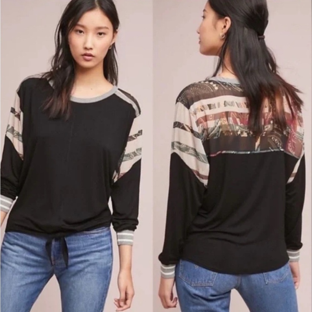 Chic Black and Gray Long Sleeve Top